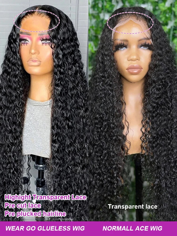 4X4 Lace Closure Curly Glueless Wig Human Hair Ready To Wear And Go PrePlucked Deep Wave Frontal Wig Human Hair Wigs For Women