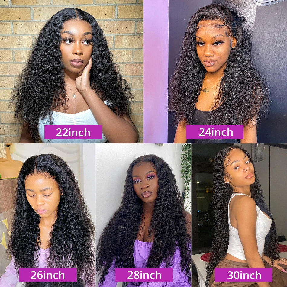 7A Brazilian Deep Wave Human Hair Bundles With 5x5 HD Transparent Lace Closure 13x4 Frontal with Virgin Curly Water Wave Bundles