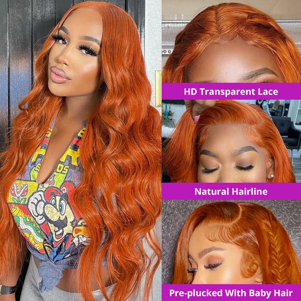 Ginger Lace Front Wig Human Hair 13x4 Body Wave Lace Front Wigs For Women Pre Plucked Colored Brazilian Human Hair Wigs