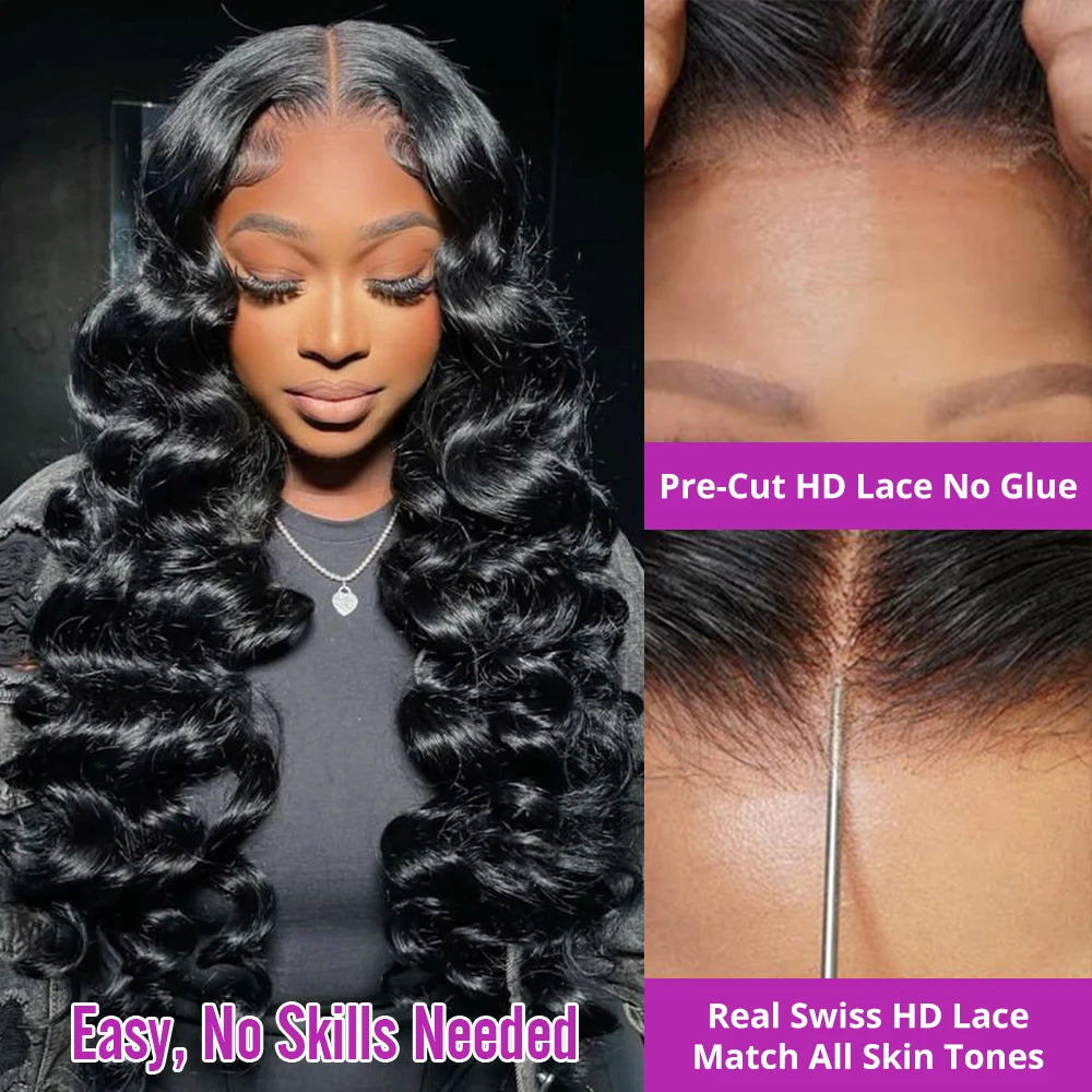 Glueless Preplucked Human Hair Wigs Ready To Wear And Go Brazilian Loose Deep Wave 13x4 HD Lace Frontal Human Hair Wig for Women