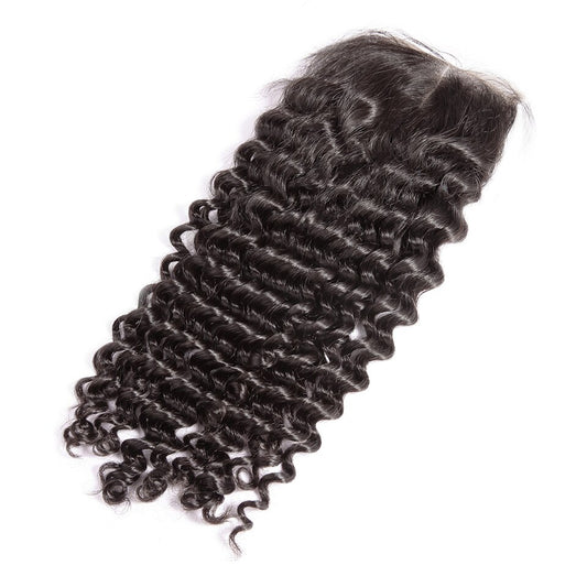 Beauty Peruvian Lace Closure Deep Wave Remy Hair 4x 4 100% Human Hair Closure Free Shipping - Closure