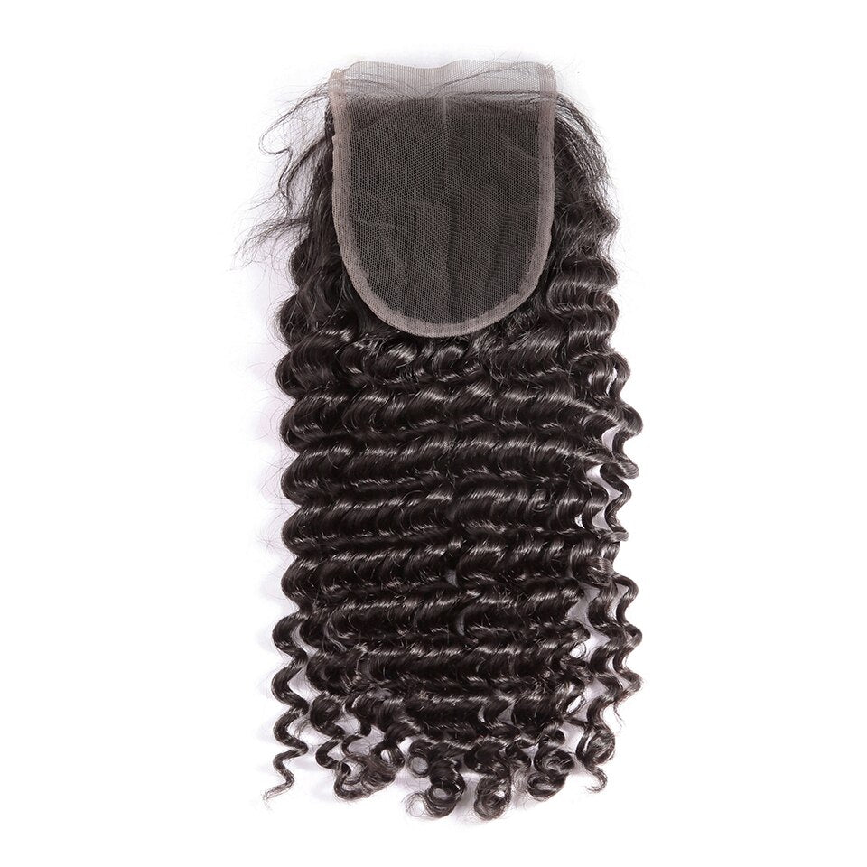 Beauty Peruvian Lace Closure Deep Wave Remy Hair 4x 4 100% Human Hair Closure Free Shipping - Closure