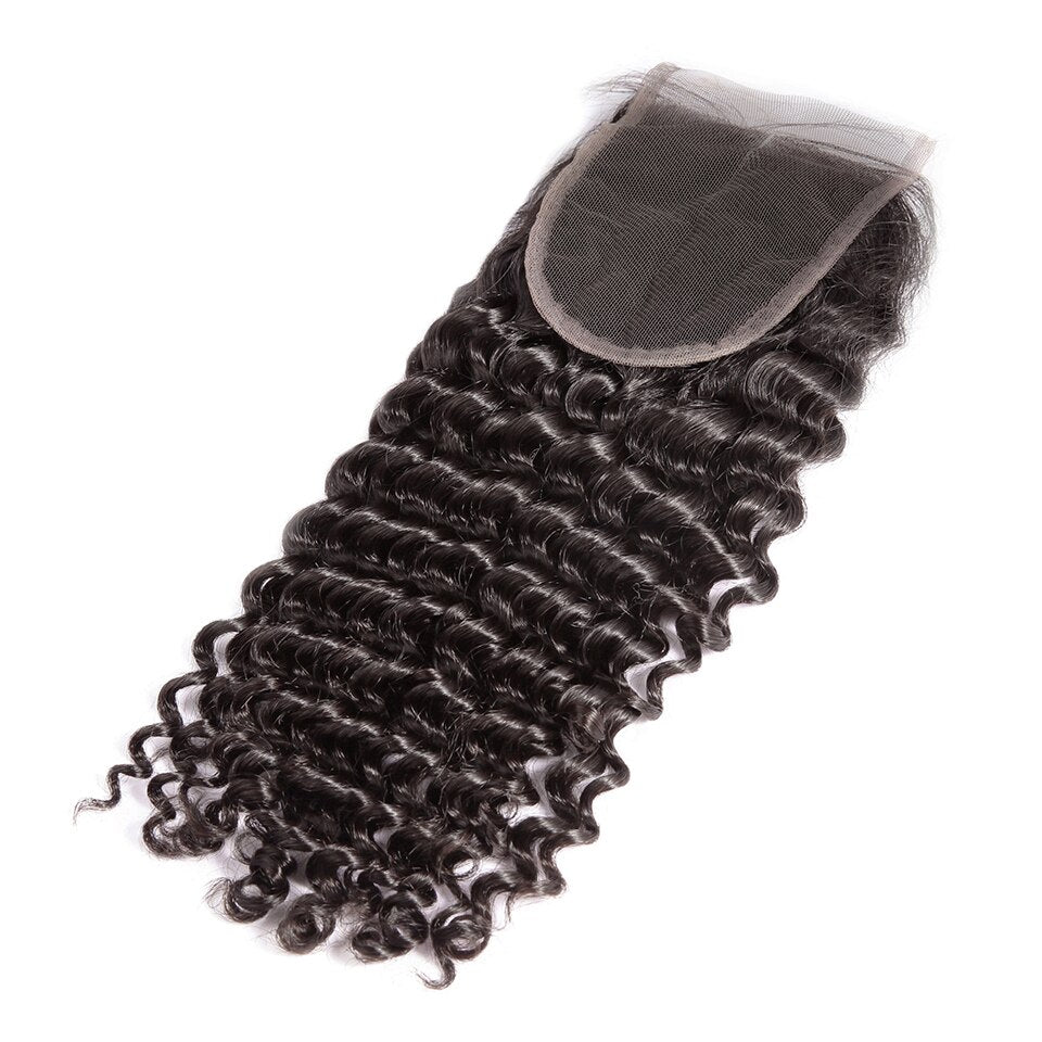 Beauty Peruvian Lace Closure Deep Wave Remy Hair 4x 4 100% Human Hair Closure Free Shipping - Closure